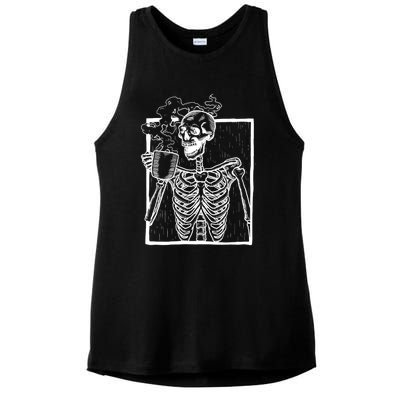 Skeleton Vintage Picture With Smiling Skull Ing Coffee Meaningful Gift Ladies PosiCharge Tri-Blend Wicking Tank