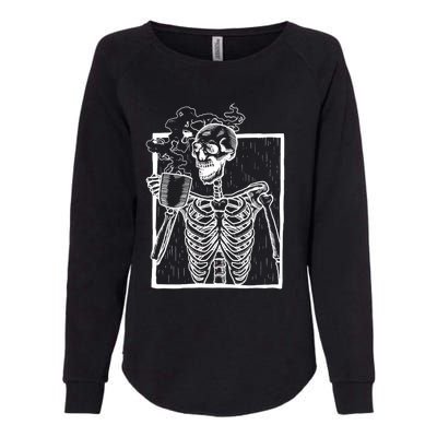 Skeleton Vintage Picture With Smiling Skull Ing Coffee Meaningful Gift Womens California Wash Sweatshirt