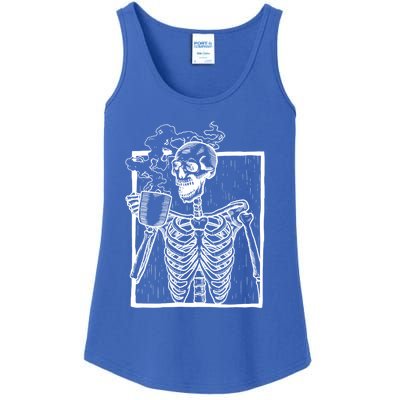 Skeleton Vintage Picture With Smiling Skull Ing Coffee Meaningful Gift Ladies Essential Tank