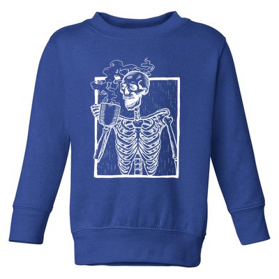 Skeleton Vintage Picture With Smiling Skull Ing Coffee Meaningful Gift Toddler Sweatshirt