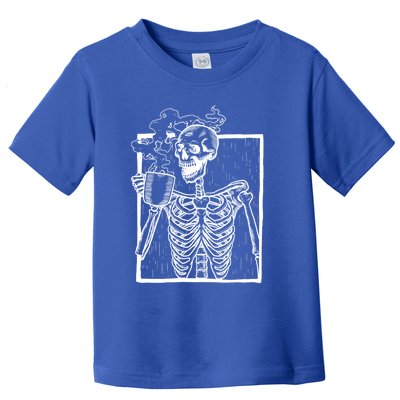 Skeleton Vintage Picture With Smiling Skull Ing Coffee Meaningful Gift Toddler T-Shirt