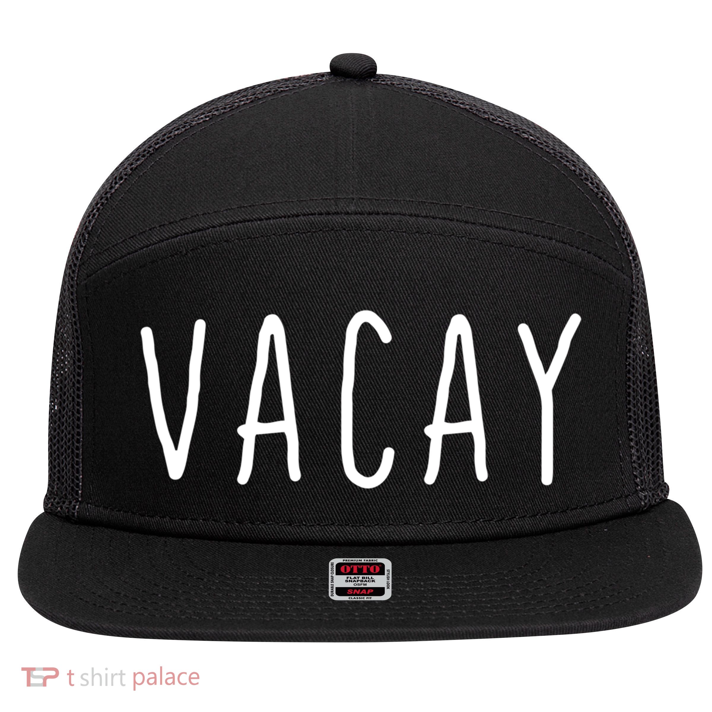 Summer Vacation Palm Retro Vintage Oh Hey Vacay Great Gift 7 Panel Mesh Trucker Snapback Hat