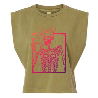 Skeleton Vintage Picture With Smiling Skull Ing Coffee Meaningful Gift Garment-Dyed Women's Muscle Tee