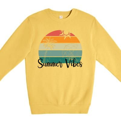 Summer Vibes Palm Trees Retro Sunset Premium Crewneck Sweatshirt