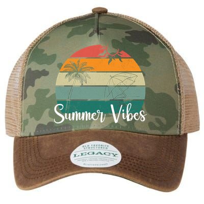 Summer Vibes Palm Trees Retro Sunset Legacy Tie Dye Trucker Hat