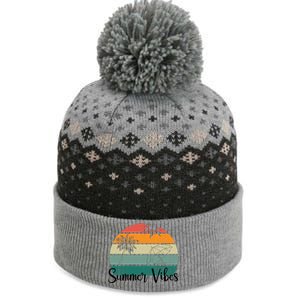 Summer Vibes Palm Trees Retro Sunset The Baniff Cuffed Pom Beanie