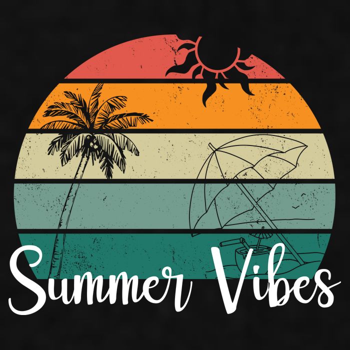 Summer Vibes Palm Trees Retro Sunset Ladies PosiCharge Tri-Blend Wicking Tank