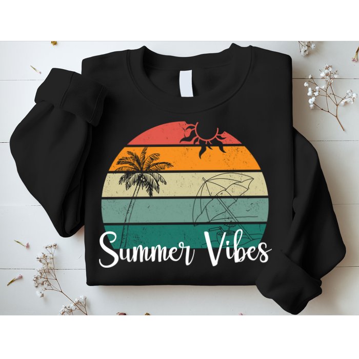 Summer Vibes Palm Trees Retro Sunset Sweatshirt