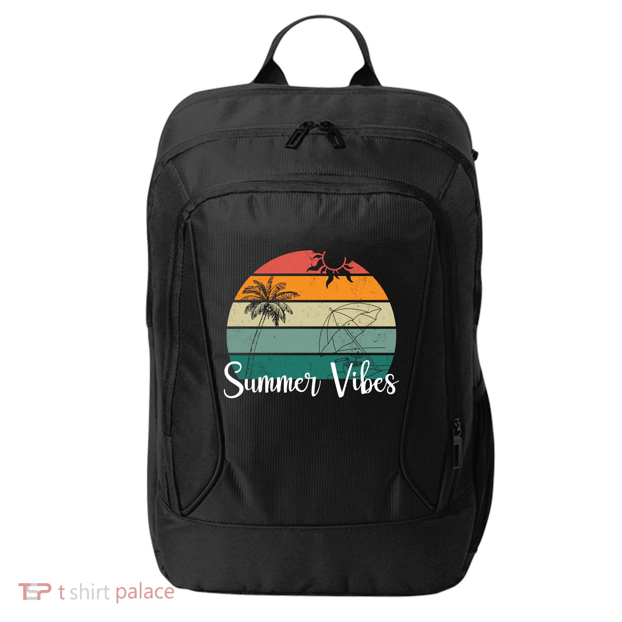 Summer Vibes Palm Trees Retro Sunset City Backpack