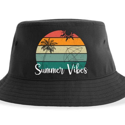 Summer Vibes Palm Trees Retro Sunset Sustainable Bucket Hat