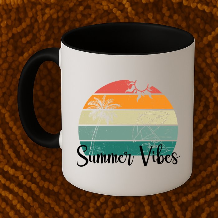 Summer Vibes Palm Trees Retro Sunset Mug