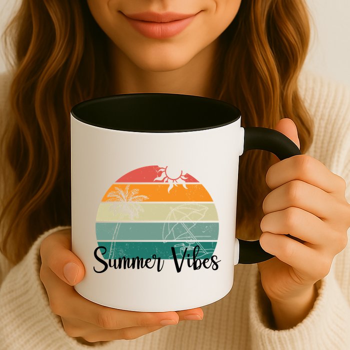 Summer Vibes Palm Trees Retro Sunset Mug
