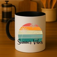 Summer Vibes Palm Trees Retro Sunset Mug