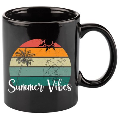 Summer Vibes Palm Trees Retro Sunset 11oz C Handle Ceramic Mug