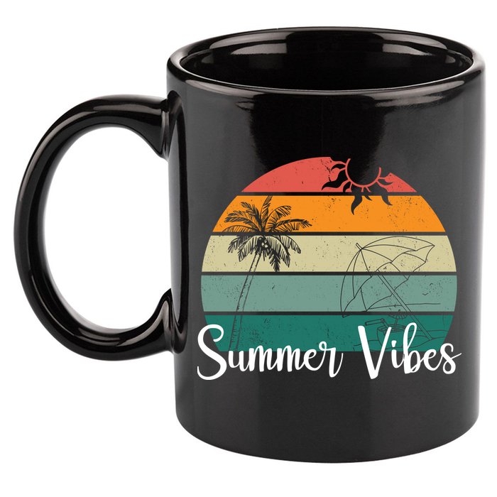 Summer Vibes Palm Trees Retro Sunset 11oz C Handle Ceramic Mug
