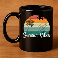Summer Vibes Palm Trees Retro Sunset 11oz C Handle Ceramic Mug