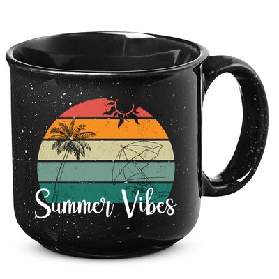 Summer Vibes Palm Trees Retro Sunset 15oz Campfire Ceramic Mug