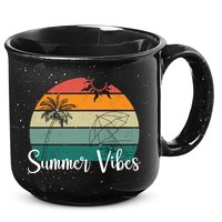 Summer Vibes Palm Trees Retro Sunset 15oz Campfire Ceramic Mug