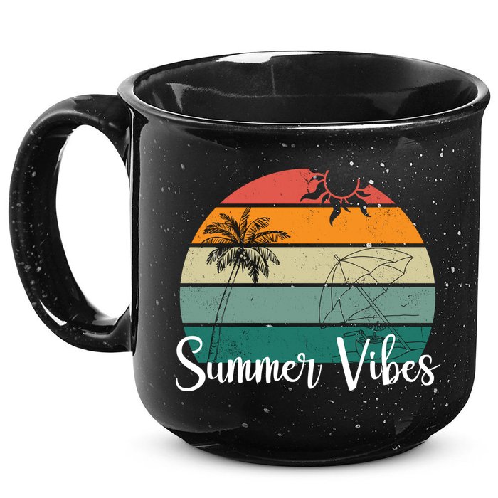 Summer Vibes Palm Trees Retro Sunset 15oz Campfire Ceramic Mug
