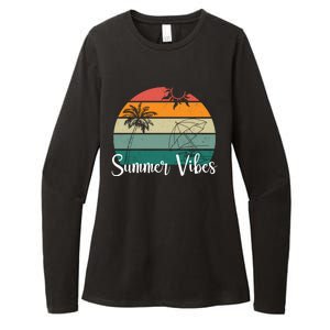 Summer Vibes Palm Trees Retro Sunset Womens CVC Long Sleeve Shirt