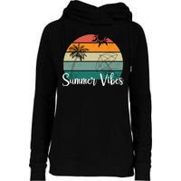 Summer Vibes Palm Trees Retro Sunset Womens Funnel Neck Pullover Hood