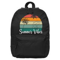 Summer Vibes Palm Trees Retro Sunset 16 in Basic Backpack