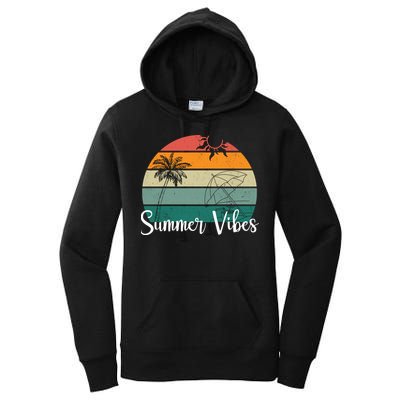 Summer Vibes Palm Trees Retro Sunset Women's Pullover Hoodie