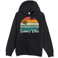 Summer Vibes Palm Trees Retro Sunset Premium Pullover Hoodie