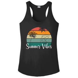 Summer Vibes Palm Trees Retro Sunset Ladies PosiCharge Competitor Racerback Tank