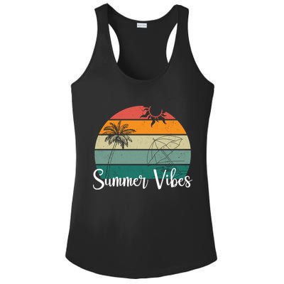 Summer Vibes Palm Trees Retro Sunset Ladies PosiCharge Competitor Racerback Tank