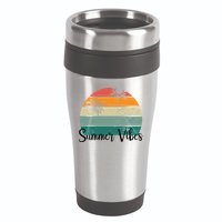 Summer Vibes Palm Trees Retro Sunset 16oz Travel Tumbler