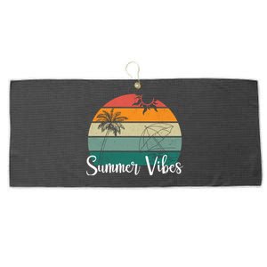 Summer Vibes Palm Trees Retro Sunset Large Microfiber Waffle Golf Towel