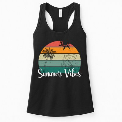 Summer Vibes Palm Trees Retro Sunset Womens Tank Top