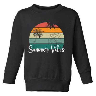 Summer Vibes Palm Trees Retro Sunset Toddler Sweatshirt