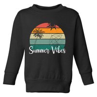 Summer Vibes Palm Trees Retro Sunset Toddler Sweatshirt