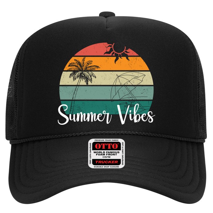 Summer Vibes Palm Trees Retro Sunset Trucker Hat