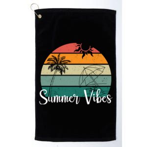 Summer Vibes Palm Trees Retro Sunset Platinum Collection Golf Towel