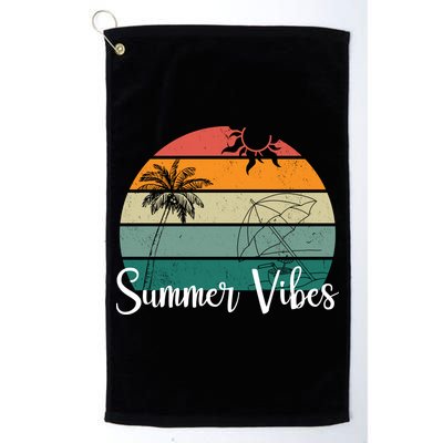 Summer Vibes Palm Trees Retro Sunset Golf Towel