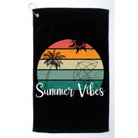 Summer Vibes Palm Trees Retro Sunset Golf Towel