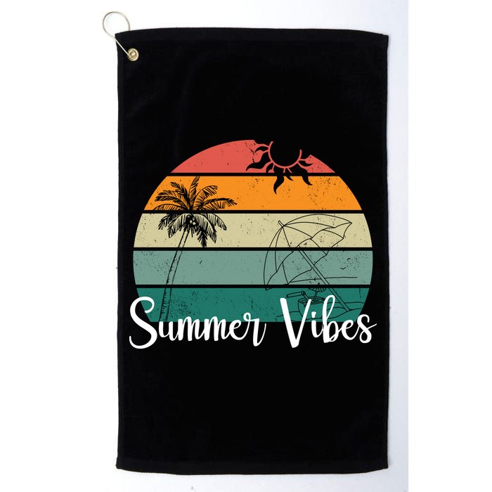 Summer Vibes Palm Trees Retro Sunset Golf Towel
