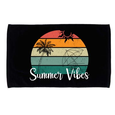 Summer Vibes Palm Trees Retro Sunset Microfiber Hand Towel