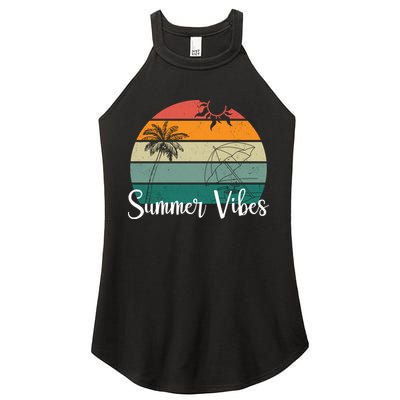 Summer Vibes Palm Trees Retro Sunset Women's Perfect Tri Rocker Tank