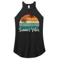 Summer Vibes Palm Trees Retro Sunset Women's Perfect Tri Rocker Tank