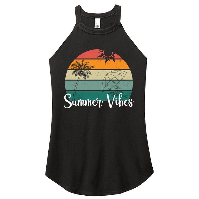 Summer Vibes Palm Trees Retro Sunset Women's Perfect Tri Rocker Tank