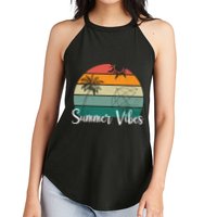 Summer Vibes Palm Trees Retro Sunset Women's Perfect Tri Rocker Tank
