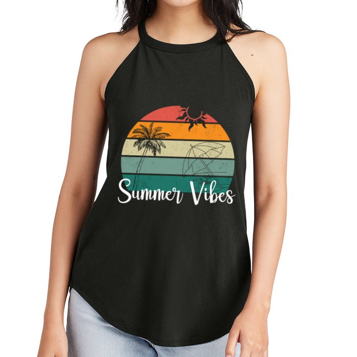 Summer Vibes Palm Trees Retro Sunset Women's Perfect Tri Rocker Tank