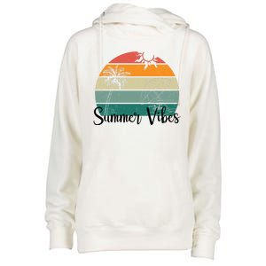 Summer Vibes Palm Trees Retro Sunset Womens Funnel Neck Pullover Hood