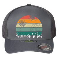 Summer Vibes Palm Trees Retro Sunset Flexfit Unipanel Trucker Cap
