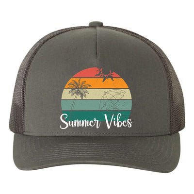 Summer Vibes Palm Trees Retro Sunset Yupoong Adult 5-Panel Trucker Hat