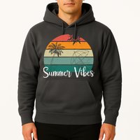 Summer Vibes Palm Trees Retro Sunset Hoodie